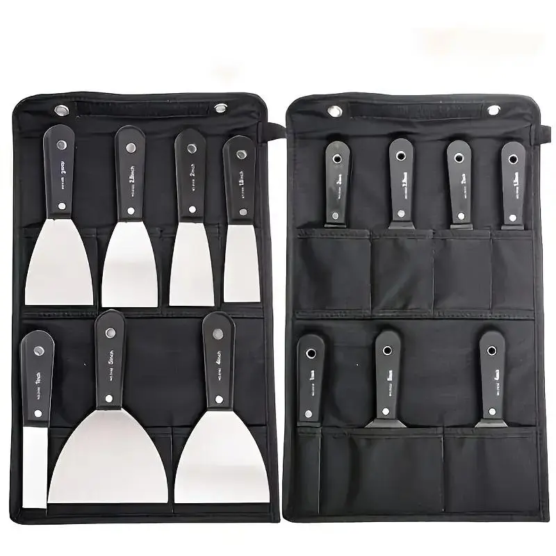 7pcs Stainless Steel Putty Knife Set with Durable Storage Bag, Tools, Ideal for Drywall Projects, Painting, Paint Scraping and Wall Repairs