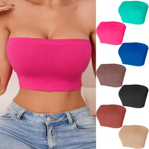 3PCS One-piece Wrapped Chest Seamless Breathable Base Knit Summer Strapless Mix Color Tanks