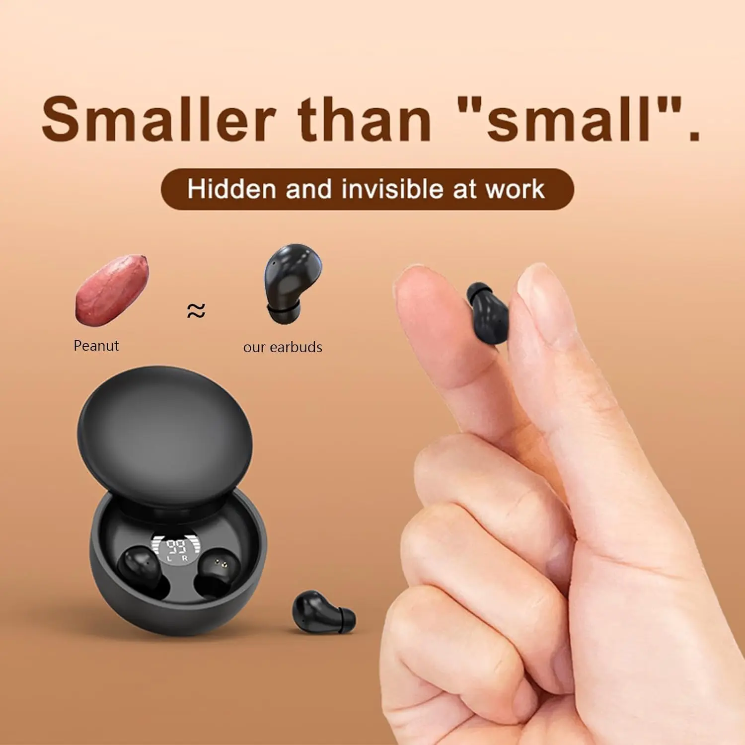 Invisible Earbuds Mini Wireless Bluetooth Low Profile Micro wireless earphone Tiny Smallest Discreet Sleeping Sleep Earbuds for Small Ear Canals  Sleep Sleeping Invisible Earbuds Mini Discreet Headphones  Electronic Charging Noise Cancellation