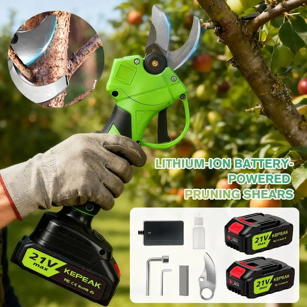 【BackToSchool】Cordless Electric Pruning Shears - Portable Limb Branch Cutter, 30mm (1.18") Cutting Diameter, SK5 Steel Blade, 13000mAh Rechargeable Lithium Battery, Lightweight Full Kit for Garden Orchard Branch Cuts