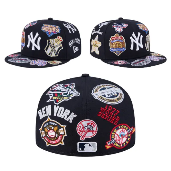 New Era New York Yankees Black 59FIFTY Fitted Cap – Premium World Series Patch Collector Baseball Hat