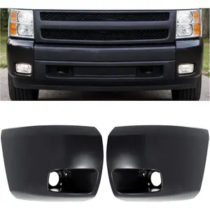 Front Bumper End Cap Compatible with 2007-2013 Chevrolet Silverado 1500 GM1005147 15891682 GM1004147 15891681 GM1004147C GM1005147C Bumper Corner Extension Cover W/Fog Light Hole