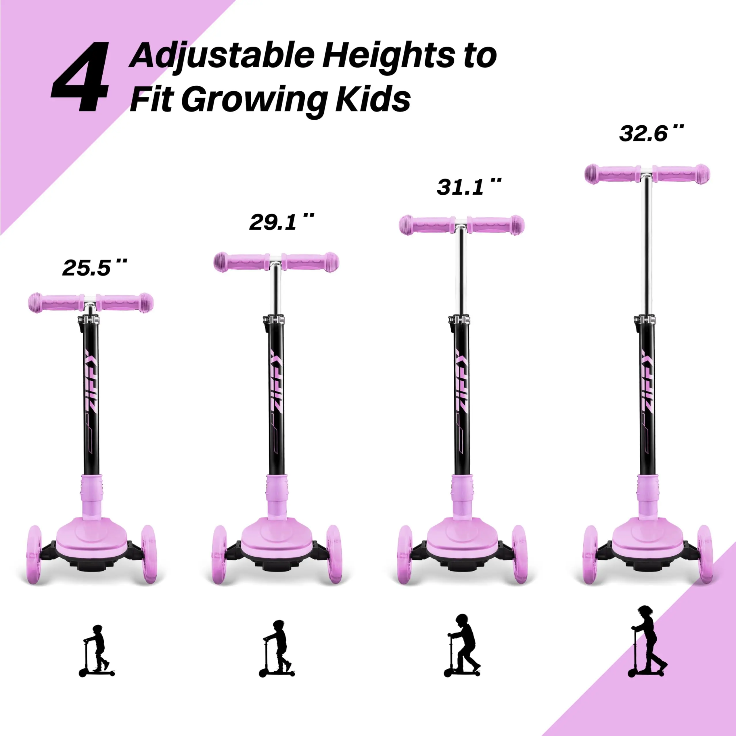 ZIFFY Light-Up Toddler Scooters for Kids 3-8, 3 Wheel Kids Scooter