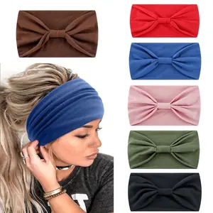 Headbands Hair Bands Headbands for Women African Headbands for Women Head Wraps 6 Pcs Hair Scarf Knotted Hairbands Black Stylish Head Wraps Wide Elastic Head Scarf for Women