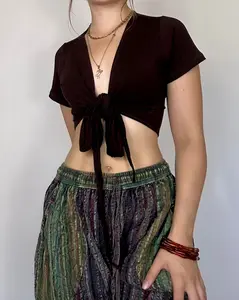 Helena Top - Brown, Tie Dye, Short Sleeves, Comfortable Fit, Ideal for Womenswear Outfits