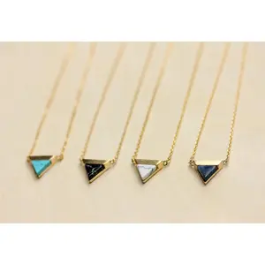 Gemstone Split Triangle Necklace