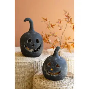 Clay Black Jack-O-Lanterns, Set of 2