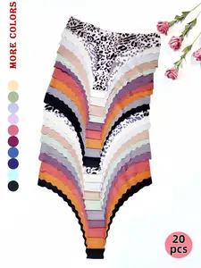 10/20 Pcs Thongs for Women Sexy Seamless Woman G String Panties Daily Work, Vacation and Leisure， Suitable for Sports, Daily Work, Vacation and Leisure Stretchy Hipster Womenswear Fit Fashion Comfy Underwear Minimalist