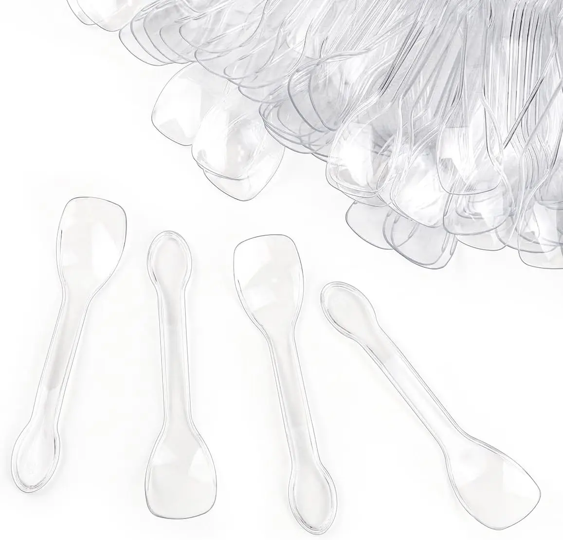100PCS Tasting Spoons Ice Cream Dessert Taster Spoons Plastic Mini Spoons Disposable Dessert Spoons for Miniature Dessert Cups, Sampling, Small Catering Supplies