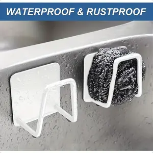 1 Multi-functional Sponge Holder, Kitchen Basin Rack, No-Drill Adhesive Creative Sink Drying Rack, Dishwasher Sink Organizer