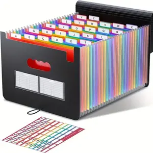 25-Compartment A4 Accordion Folder, Durable Plastic Flip-Top Design, Efficient Office & Home Document Storage, Organizer with Transparent Dividers, Paper Organizers
