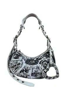 Pre-owned na Shoulder Bags Balenciaga White Graffiti XS Le Cagole Shoulder Bag