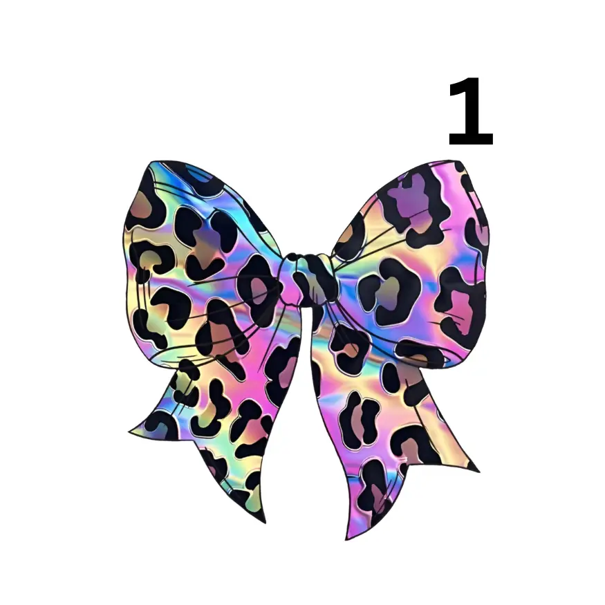 Colorful Bows Shiny Chrome Look 4 Designs To Choose From Direct To Film Print, DTF Print, Ready To Press Print For T-Shirts
