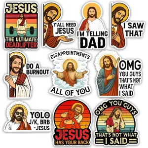 (10Pcs-3in) Funny Jesus Meme Sticker Pack, Christian Humor Sticker, Catholic Christian Gift, Church Bible Verse Religious Decoration for Laptop Tablet Water Bottle Helmet Car Truck Vehicle