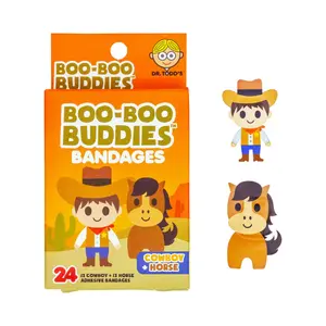 (Cowboy + Horse) Boo Boo Buddies Kids Adhesive Bandages, Kids Self-Adhesive Sterile Bandages Pack for Toddler Girls & Boys, Adults First Aid, Protect Scrapes and Cuts | 24 Pcs
