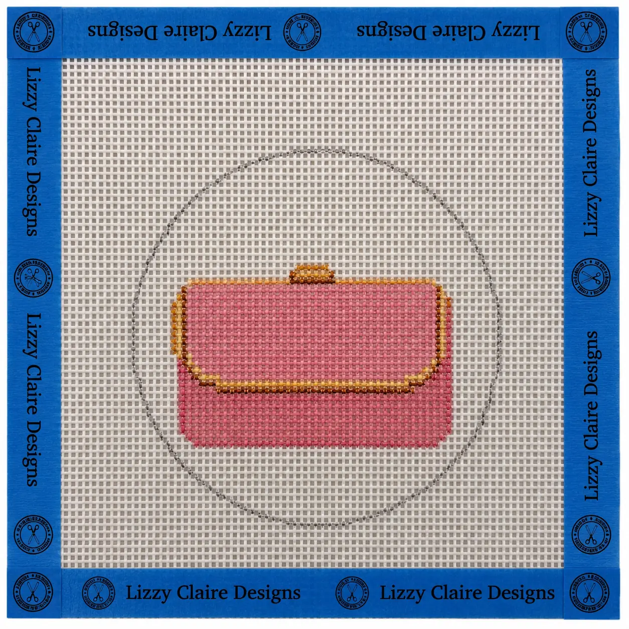 Pink Clutch Purse - 13 mesh - 4 inch Round - 6 x 6 - Needlepoint Canvas