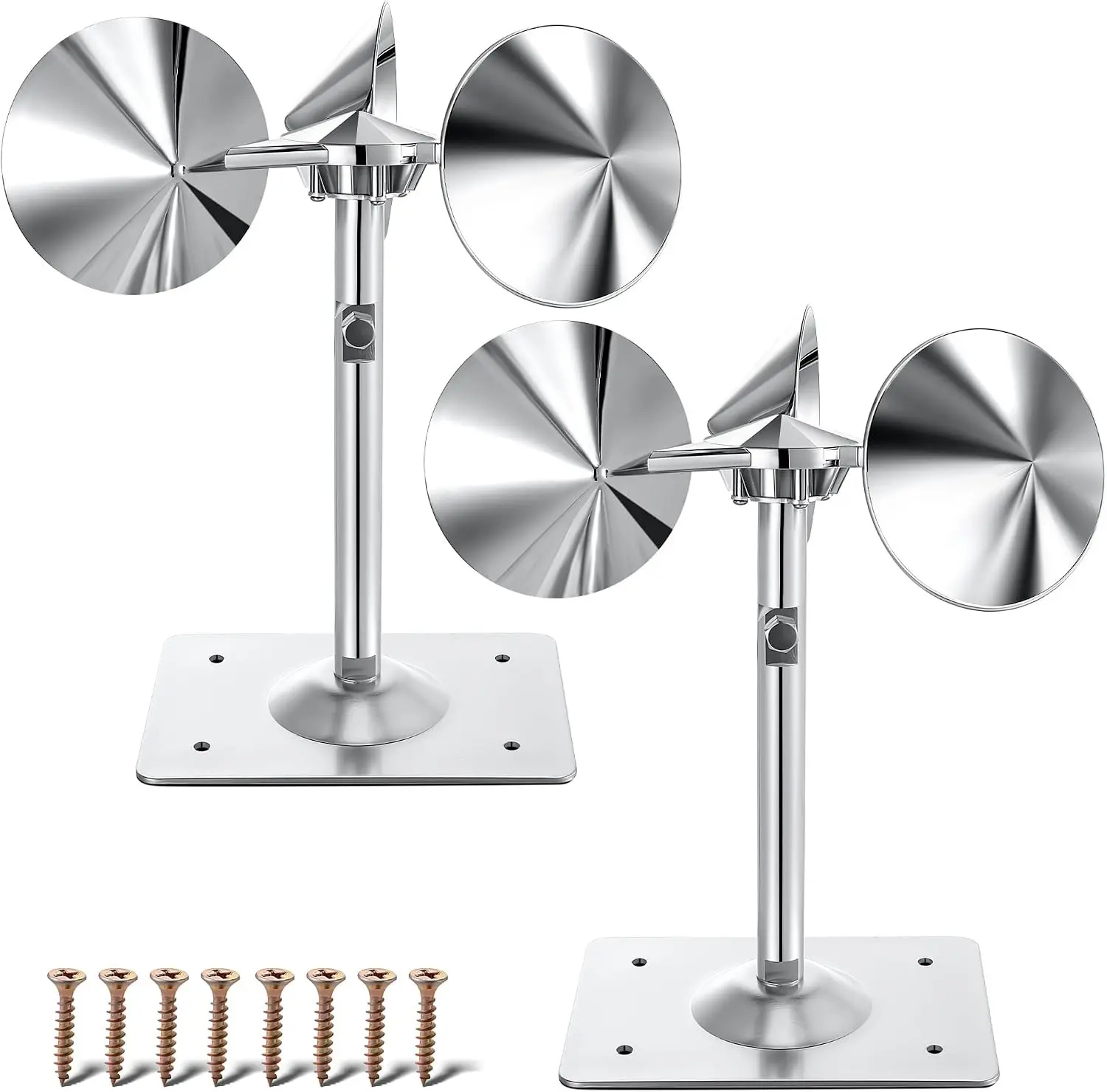 2 Pack Reflective Spinning Bird Deterrent, Wind Powered Aluminum Bird Repeller Scarer Deterrent Devices Outdoor, Repels All Birds Pigeons Sparrows Woodpeckers for Garden Railing Roof Adjustable Neck