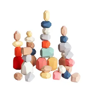 36 PCS Wooden Sorting Stacking Rocks