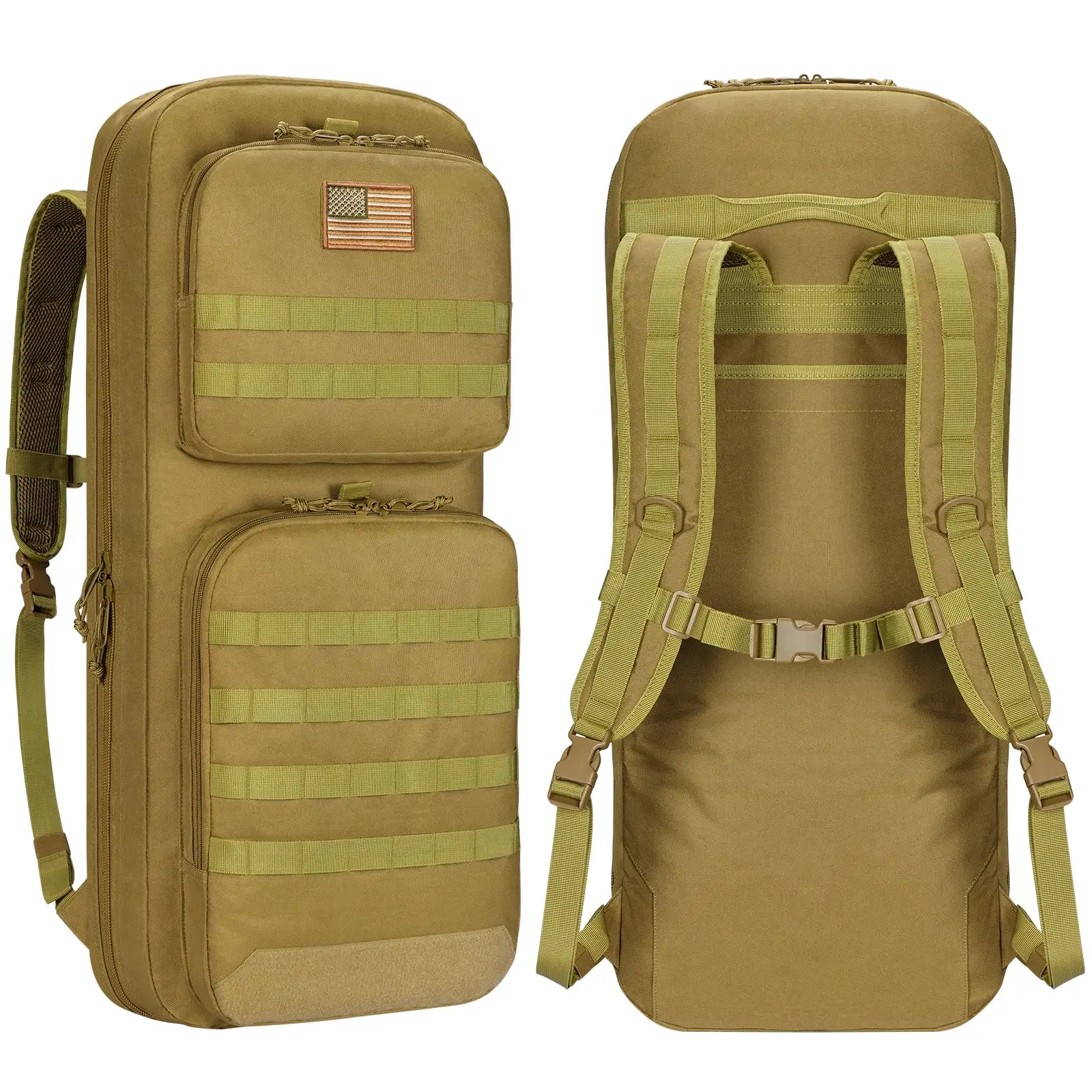 30" Tactical Bag Backpack Double Soft Case,Lockable Zipper, Covert   Bag Case,Low Profile Bug Out Truck Bag, Hideable Backpack Straps for Hunting Shooting