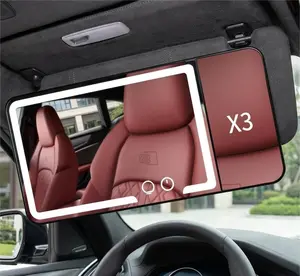 Car Sun Visor Vanity Mirror with LED Lights – White Auto Interior Makeup Mirror, Touch Screen Dimmable Brightness, HD Clear Mirror for Women, Durable Car Accessory
