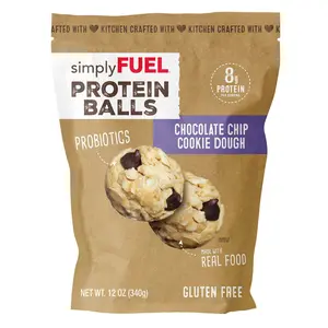 simplyFUEL Chocolate Chip Cookie Dough Protein Balls, 12 oz, gluten free, made with real food, high protein Snack Holiday