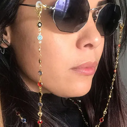 Fashionable Rhinestone Decorated Glasses Chain, Boho Style Anti-lost & Anti-slip Glasses Lanyard, Eyeglass Holder Strap for Women & Girls, Glasses Grips, Eyeglass Holders Around Neck