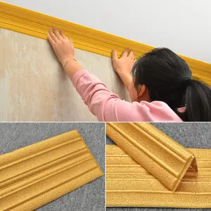 6 Rolls Self-adhesive Ceiling Cornice, Foam Wall Decorative Strip Stickers, Foldable Self-adhesive Waterproof Baseboard Wall Corner Waistline Stickers, Positive Anglection Strip, Decorative Molding