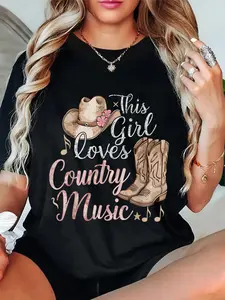 100% Cotton This Girl Loves Country Music T-Shirt