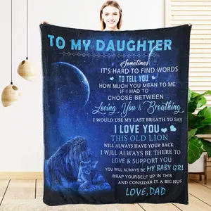 to My Daughter Blanket from Dad Daughter Gift Lion Father Throw Blanket Gift Super Soft Cozy Flannel Blanket for Bed Sofa Birthday Christmas Thanksgiving