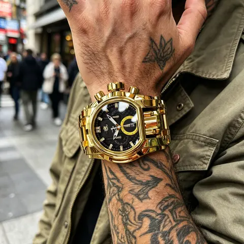 Avant-Garde Punk Style Large Men's Watch, Analog Quartz Watch, Analogue Quartz Watch, Street Fashion Bold Hardcore Large Watch, Fashionable Watches, Gift Box Included, Elegant Present, Quartz Analog Wristwatch