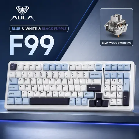 AULA F99 Wireless Lighted Mechanical Gaming Keyboard - Durable Hot Swappable ARGB Desktop Keyboard with Pre-Lubed Linear Switches, Gasket Structure for PC Computer Game Hardware Accessories, Hot Swappable Keyboards