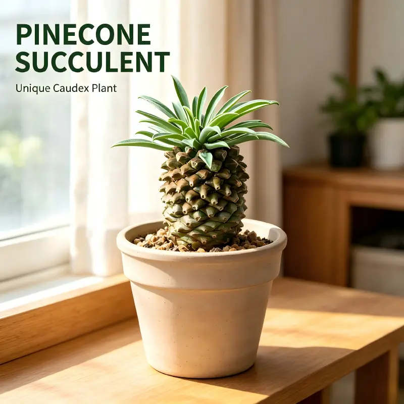 Rooted Pine-Cone Shape Succulent Live Plant - Textured Scaly Segmented Foliage, Drought-Tolerant Collector’s Specimen for Mini Terrarium, Rock Garden Display