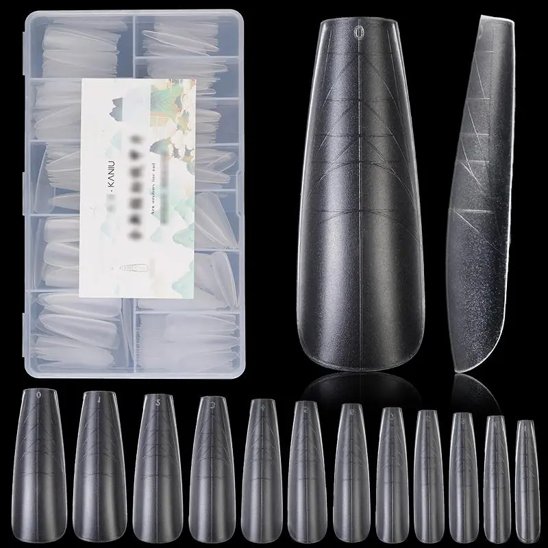 Kaniu 1 Box Dual System Nails Tips Clear Full Cover Extension False Nail Tips For Nails UV Gel Building Mold Tips Manicure Tools
