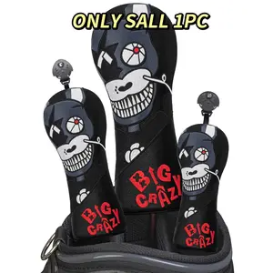 Dark Dog Golf Club Head Cover, Golf Accessory, Golf Supply, Durable Synthetic Material with Elastic Band, with Accents, Ideal Gift for All Occasions