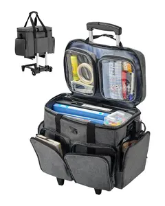 Rolling Laptop Bag 15.6 Inch Wheeled Computer Bag For Teachers, Women And Men, Gray, Durable Design With Casters, Multi Pocket Organization, Padded Compartment, Extendable Handle, Safe Laptop Protection For Travel, Work, School