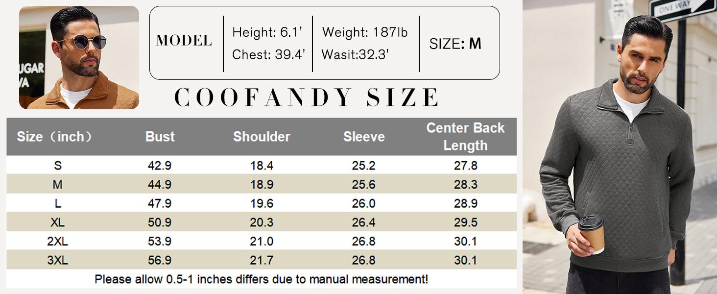 COOFANDY Mens Quarter Zip Pullover Quilted Sweatshirt Knit Long Sleeve Mock Neck Sweater Polo with Pocket COOFANDY Mens Quarter Zip Pullover Quilted Sweatshirt Knit Long Sleeve Mock Neck Sweater Polo with Pocket