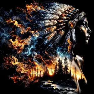 New Arrival DIY 5D Diamond Painting Kit, Indian Woman Forest World Theme, Full Drill Mosaic Craft, Home Wall Decor Gift