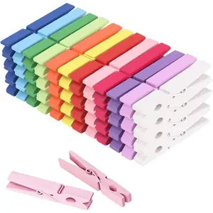 Colored Clothes pins 12 Color 2.9inch 50 count, Colorful ClothesPins Wooden Clips for Photos Pictures Decorative Crafts, Decoration clothespins Clothing  clothespins