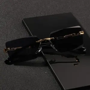 1PC Rimless Rectangle Sunglasses for Women Men Small Square Frame UV400 Protection Trendy Frameless Shades Lightweight Fashion Eyewear Perfect for Beach Vacation Travel Driving Outdoor Daily Wear casual stylish glass vision correction rave sun glass punk