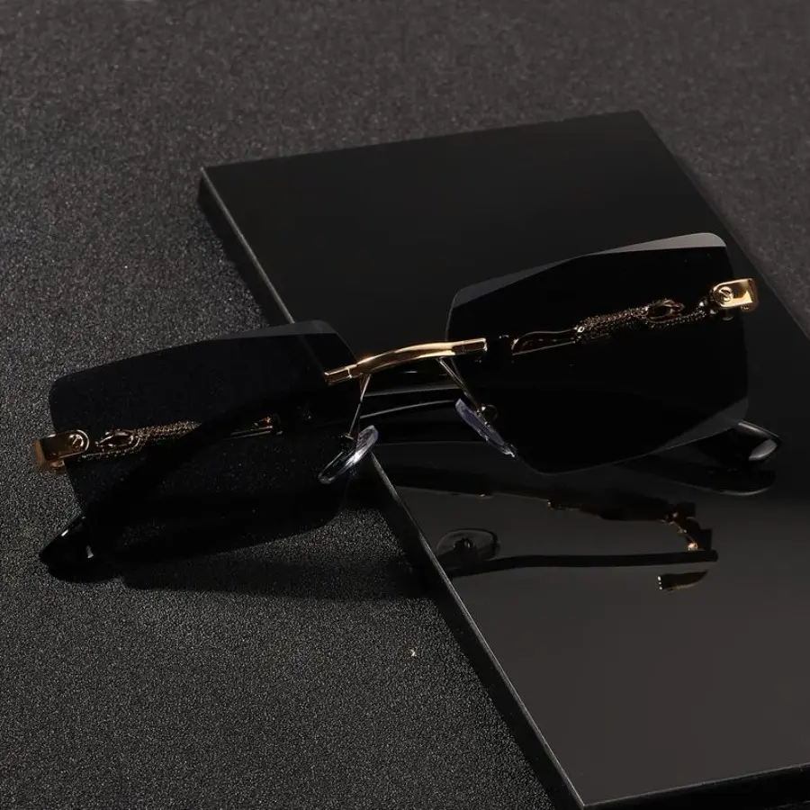 1PC Rimless Rectangle Sunglasses - Men's & Anti-UV Women's, UV400 UV-Resistant, Small Square Frame, Lightweight Stylish Frameless Eyewear, Perfect for Beach Vacation & Driving, Men's Sunglasses, Anti-Uv Women's Sunglasses,summeroutfits,vacationoutfits,bea