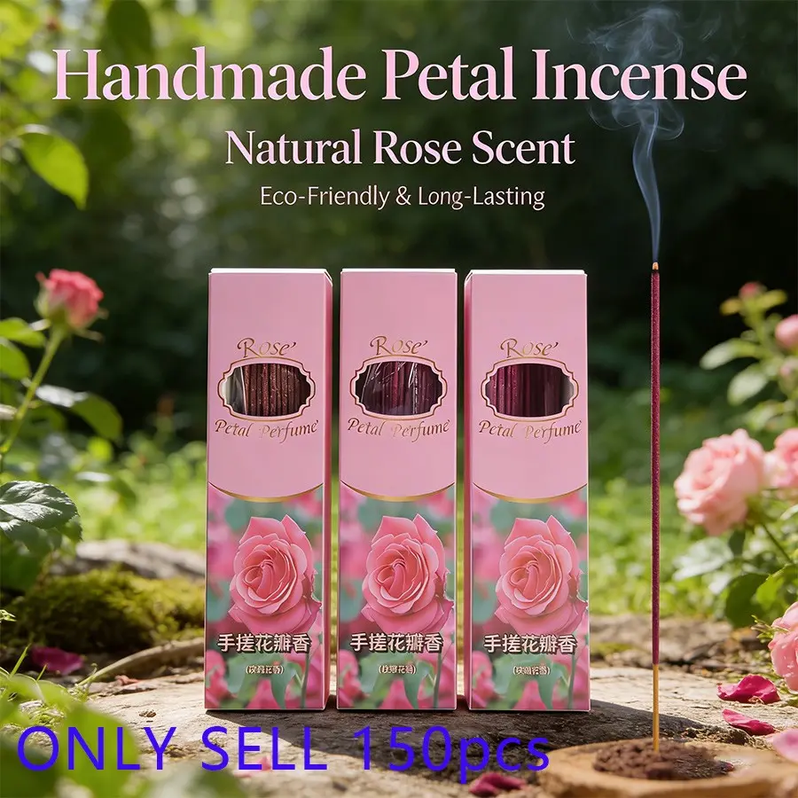 Handmade Rose Petal Incense Sticks, Bulk Incense, Large Box for Yoga Meditation Home Aromatherapy, Natural Scented Smokeless Fragrance Perfume