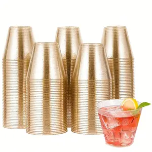 9oz Glitter Plastic Cups, 50pcs Disposable Party Cups, Party Drinking Cups for Wedding, Birthday, Party Supplies, Party Accessories