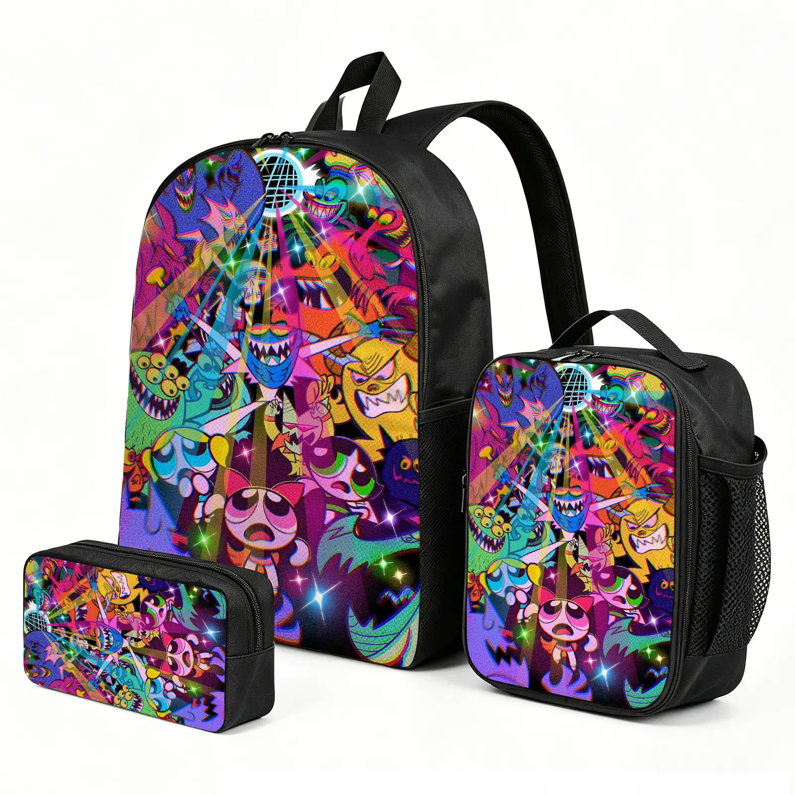 The-Powerpuff-Girls Backpack with Lunch Box and Pencil Case | School Bag Set | 3-Piece Back to School Supplies for Boys & Kids