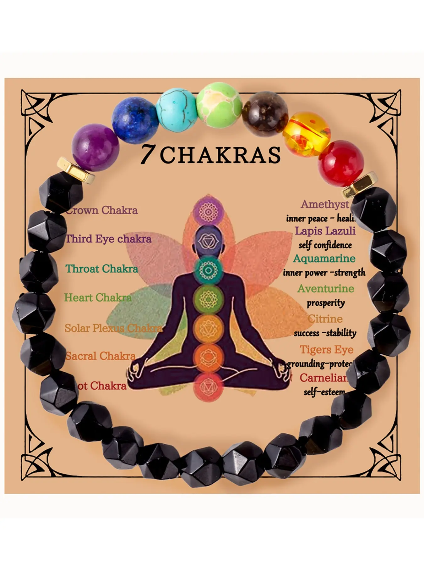 Fire Agate 7 Chakra Bracelet, Natural Stone Irregular Cut Beads, Promotes Dopamine Release, Improves Mood, Energy Harmonization Jewelry