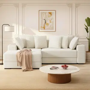 【3 Packages shipping】Sectional Cloud Couches with L Shaped Chaise, Extra Large Sleeper Couch Reversible Corduroy with 8pcs Pillows for Living Room, Bedroom
