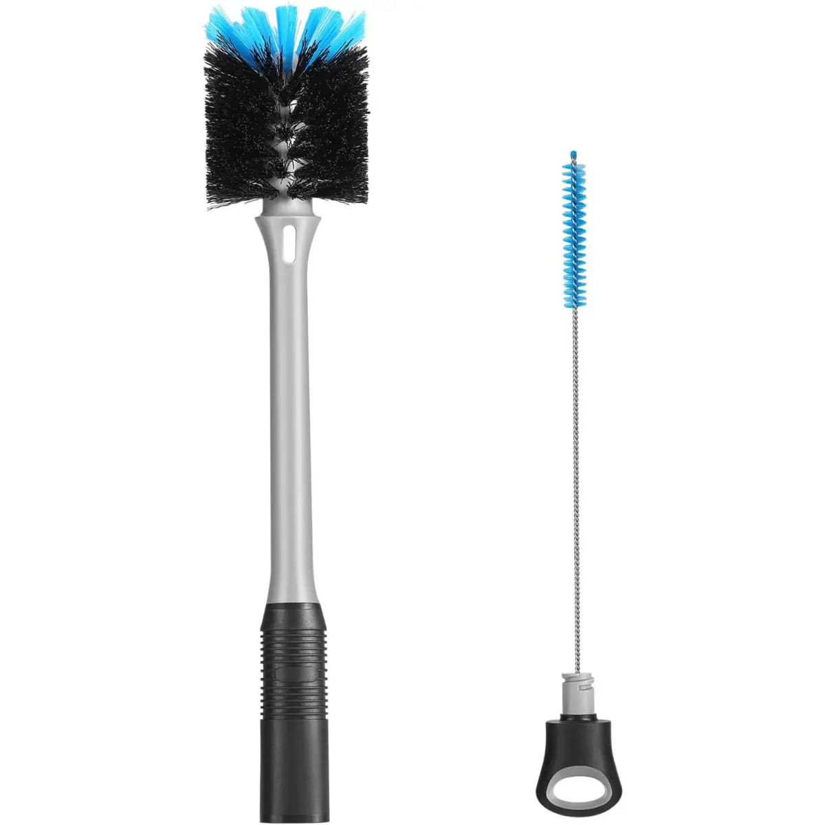 [New Deal] 2-in-1 Bottle Brush with Straw Brush, Long Handle for Cleaning Water Bottles, Baby Bottles, Coffee Mugs, Wine Decanters Bottlewasher, Bristle Type, Two Brushes