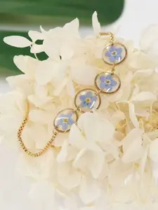 Elegant Fashion Dried Flower Resin Chain Bracelet for Women, Daily Date Wedding Vacation Gift, Stylish Jewelry Accessory