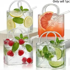 Handbag Glass Cup, 26oz Unique Wine Glass Hand Bag, Women Party Gift, Drink Holder, Thick Bottom Wine Glass, Fish Tank Vase, Creative Drinking Cup, Stylish Drinkware