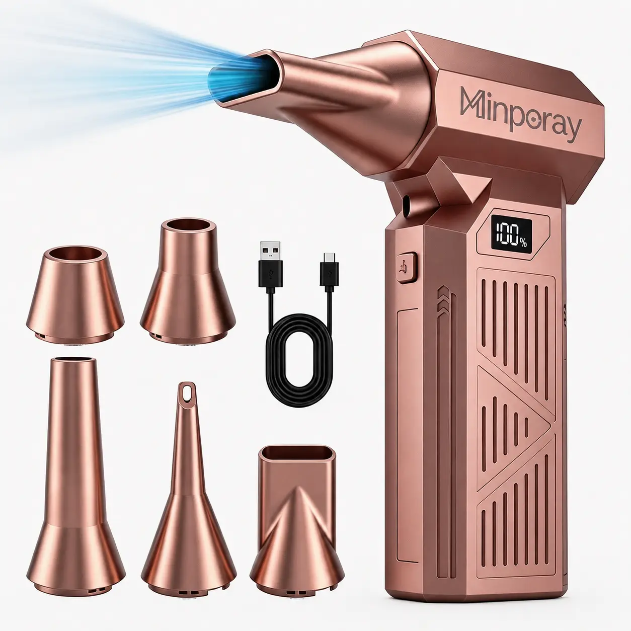 2026 Electric Compressed Air Duster with Turbo Fan, 4-Gear Adjustable Brushless Motor, Built-in Li-ion Rechargeable LED Digital Display Blower, Compact Form for Indoor/Outdoor, Computer Cleaning