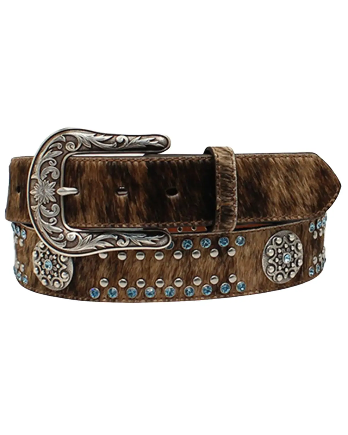 M & F Western Women's And Women'S Calf Hair Concho Studded Belt - N320002202